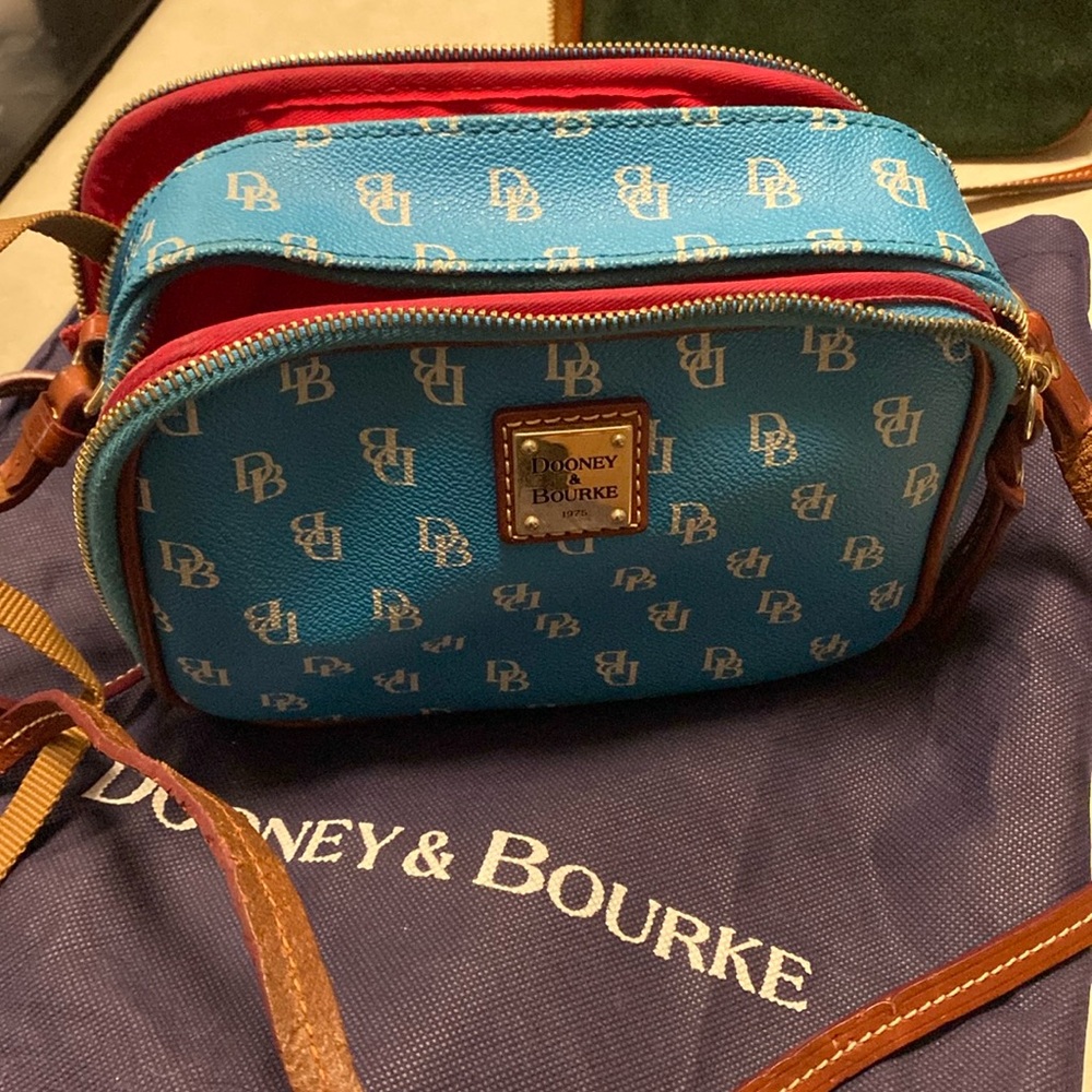 Bright Blue / Red lined excellent conditiom adjustable shoulder / cross body